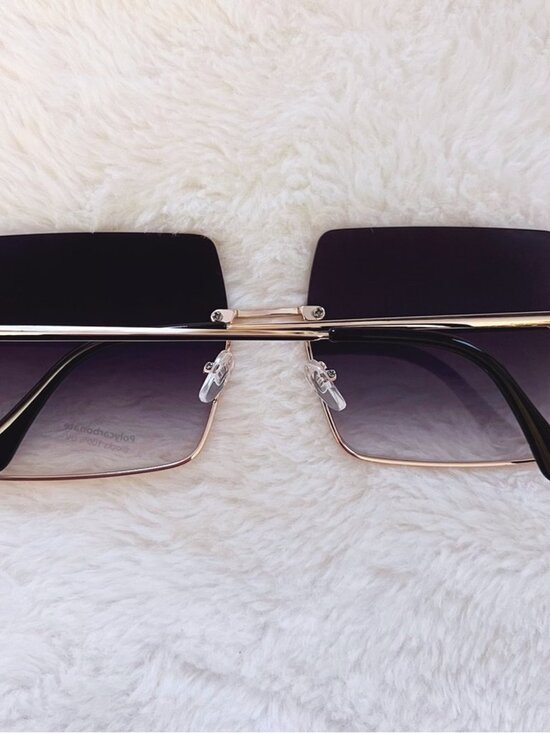 Blair Black Modern Rectangle Half Rim Sunglasses main image 6